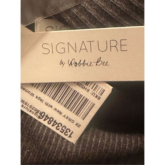 ROBBIE BEE Plus Size 2X grey Cowlneck Knit sweater Dress - Picture 6 of 9